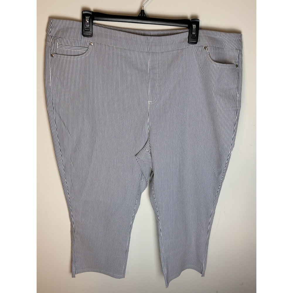 Mario Serrani Women's Comfort Stretch Capri Pants, Blue / White, Size XXL